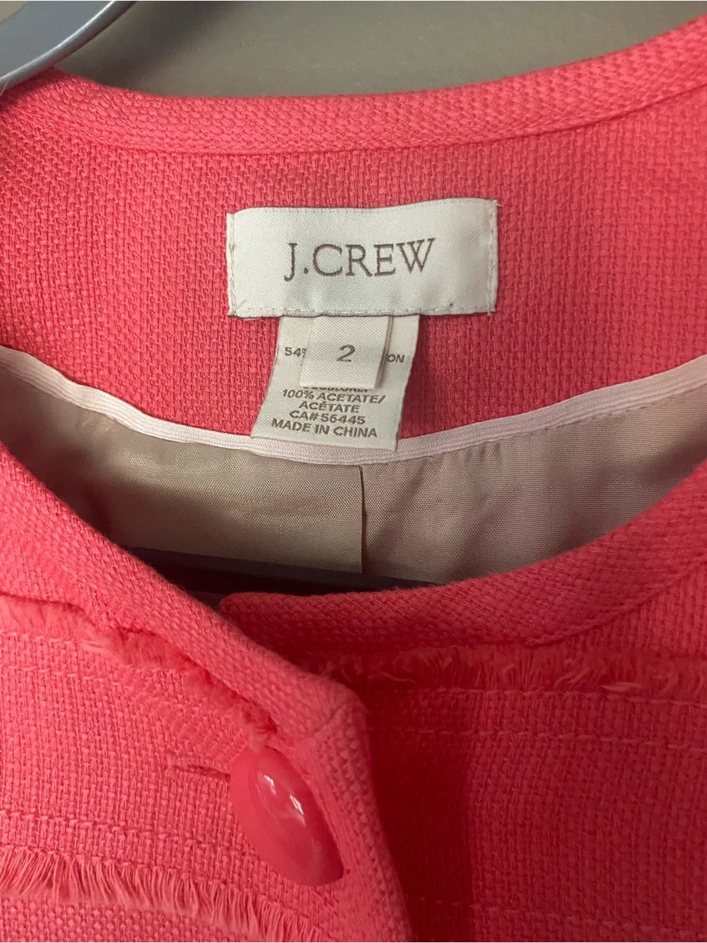 J. CREW Cropped Fray Blazer Jacket Vibrant Coral Pink Size 2